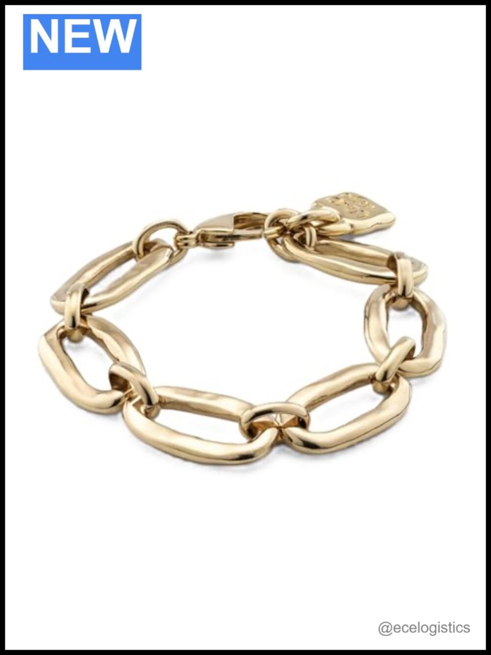 UNOde50 Oval Link Bracelet with Padlock Clasp, 18K Gold-Plated Finish